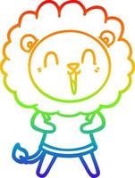 rainbow gradient line drawing laughing lion cartoon vector