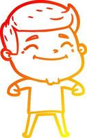 warm gradient line drawing happy cartoon man vector