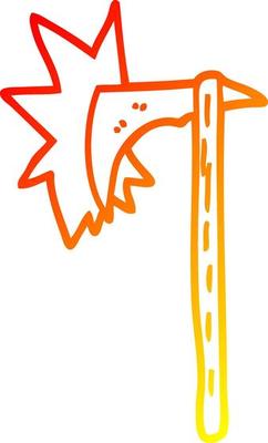 warm gradient line drawing cartoon viking axe