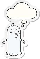 cartoon ghost and thought bubble as a printed sticker vector