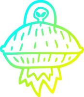 cold gradient line drawing cartoon alien spaceship vector