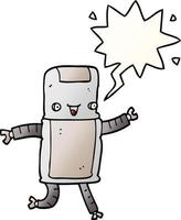 cartoon robot and speech bubble in smooth gradient style vector