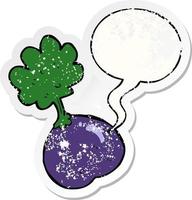 cartoon vegetable and speech bubble distressed sticker vector