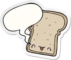 cute cartoon slice of bread and speech bubble sticker