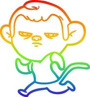 rainbow gradient line drawing cartoon monkey vector