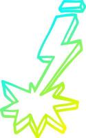 cold gradient line drawing cartoon thunder bolt vector