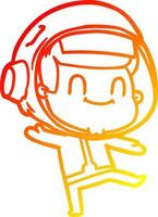 warm gradient line drawing happy cartoon astronaut man vector