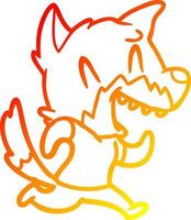 warm gradient line drawing laughing fox running away vector