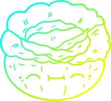 cold gradient line drawing cartoon cabbage vector