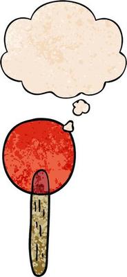 cartoon candy lollipop and thought bubble in grunge texture pattern style