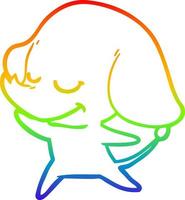 rainbow gradient line drawing cartoon smiling elephant vector