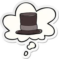 cartoon top hat and thought bubble as a printed sticker vector