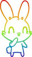 dibujo de línea de gradiente de arco iris lindo conejo de dibujos animados vector