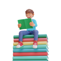 illustration student reading a book png