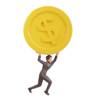 illustration bussinesman with dollar coins png