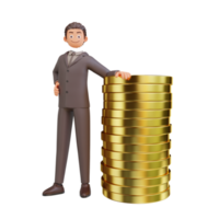 illustration successful bussinesman or investor presenting stack of money png