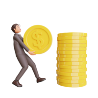 illustration bussinesman with dollar coins png