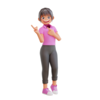 illustration cute girls pointing up png