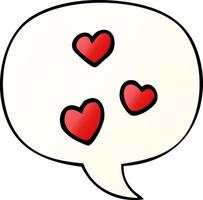 cartoon love heart and speech bubble in smooth gradient style vector