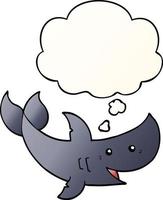 cartoon shark and thought bubble in smooth gradient style vector