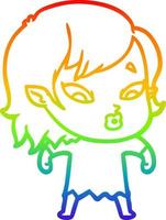 rainbow gradient line drawing cute cartoon vampire girl vector