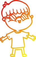 warm gradient line drawing cartoon boy wearing spectacles vector