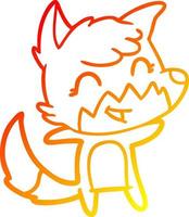 warm gradient line drawing happy cartoon fox vector