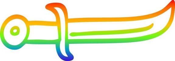 rainbow gradient line drawing cartoon curved dagger vector