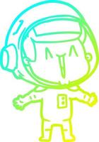 cold gradient line drawing happy cartoon astronaut vector