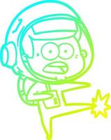 cold gradient line drawing cartoon surprised astronaut kicking vector