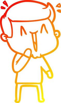 warm gradient line drawing cartoon excited man