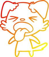 warm gradient line drawing cartoon disgusted dog vector