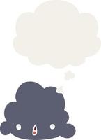 cartoon cloud and thought bubble in retro style vector