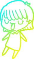 cold gradient line drawing cartoon woman vector