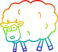 rainbow gradient line drawing cartoon sheep vector