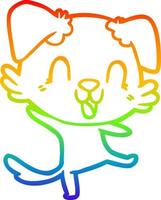 rainbow gradient line drawing laughing cartoon dog vector