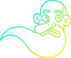 cold gradient line drawing cartoon grumpy old man vector