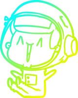 cold gradient line drawing happy cartoon astronaut sitting vector