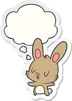 cute cartoon rabbit and thought bubble as a printed sticker vector