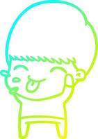 cold gradient line drawing cartoon calm boy vector