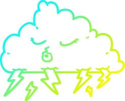 cold gradient line drawing cartoon thundercloud vector