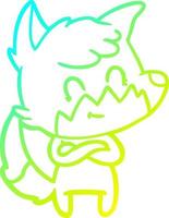 cold gradient line drawing cartoon friendly fox vector
