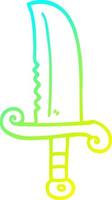 cold gradient line drawing cartoon jeweled sword vector