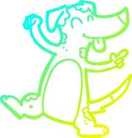 cold gradient line drawing cartoon dancing dog vector