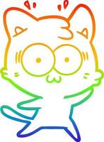 rainbow gradient line drawing cartoon surprised cat vector