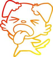 warm gradient line drawing cartoon disgusted dog vector