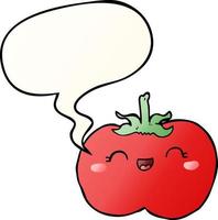 cartoon tomato and speech bubble in smooth gradient style vector