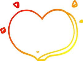 warm gradient line drawing cartoon love heart vector