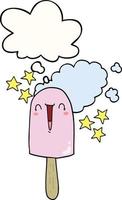 cute cartoon ice lolly and thought bubble vector