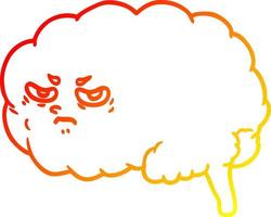 warm gradient line drawing cartoon angry brain vector